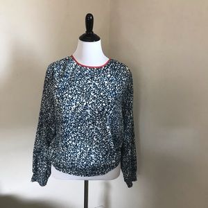 Michael Kors denim and white blouse.